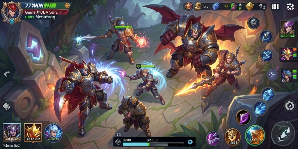 Screenshot gameplay menampilkan aksi seru dalam 777WIN MOBA.