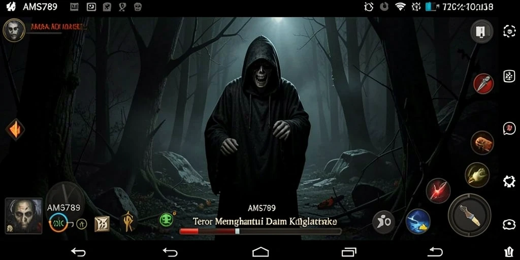 Tampilan gameplay AMS789 dengan suasana horor yang mendalam dan menegangkan.