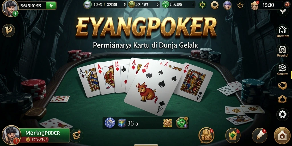 Tampilan gameplay mencekam dari EYANGPOKER dengan suasana yang menyeramkan.