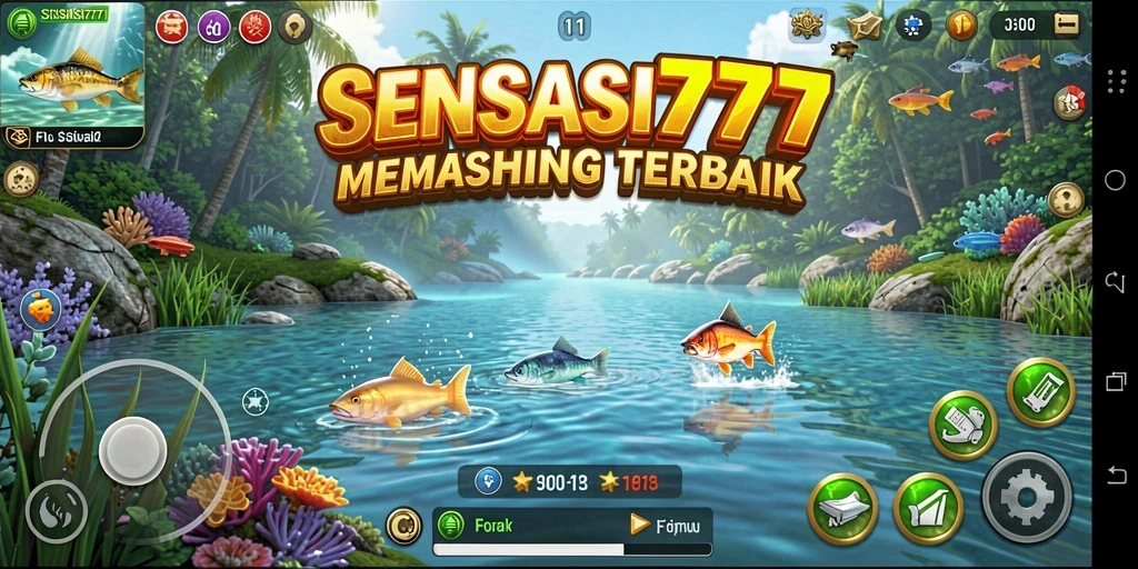 Tampilan gameplay SENSASI777 yang memukau saat menangkap ikan.